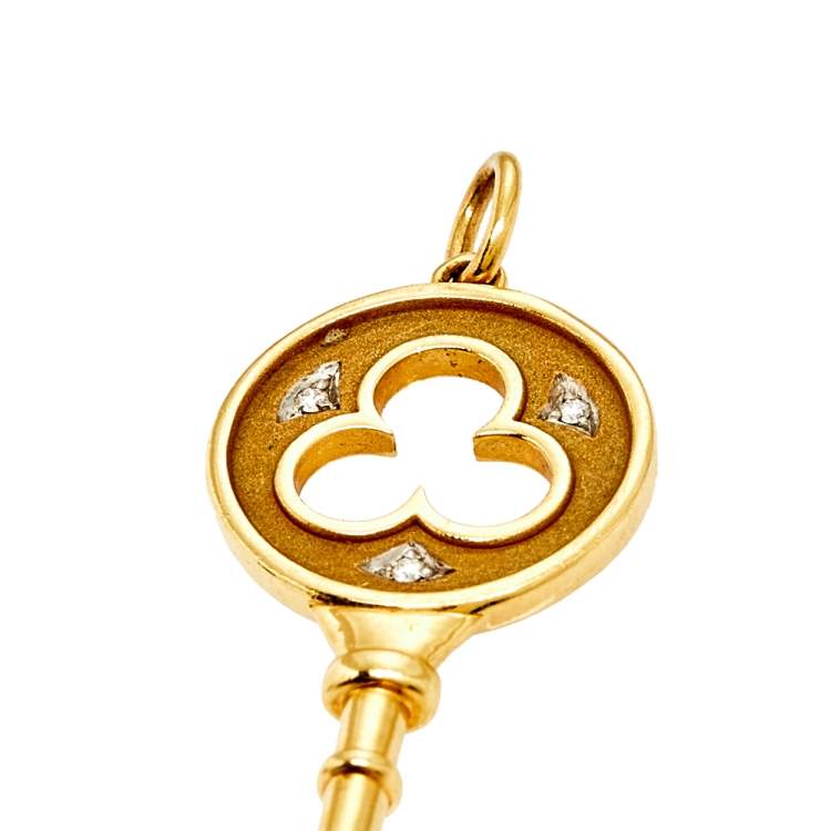 Pre Owned Tiffany & Co. Tiffany Key Clover Diamond 18K Yellow Gold Pendant