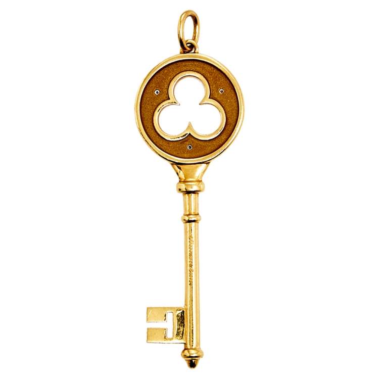 Pre Owned Tiffany & Co. Tiffany Key Clover Diamond 18K Yellow Gold Pendant