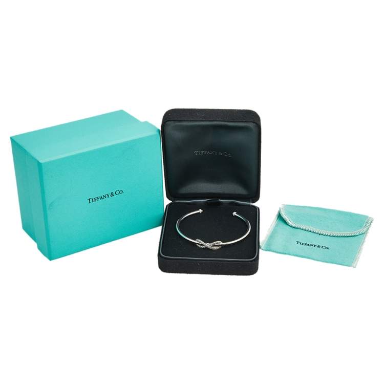 Pre Owned Tiffany & Co. Infinity Diamond 18K White Gold Open Cuff Bracelet
