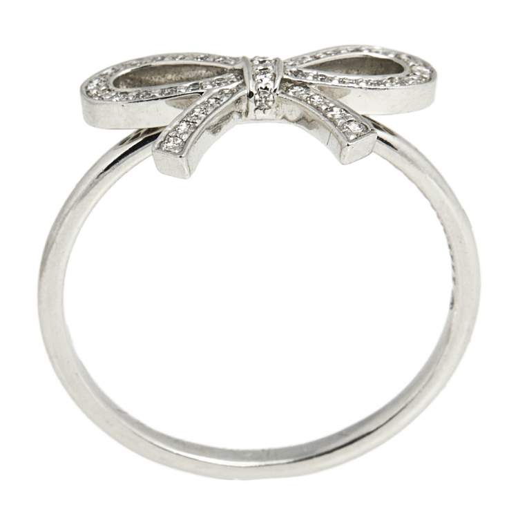 Pre Owned Tiffany & Co. Tiffany Bow Diamond Platinum Ring Size 54