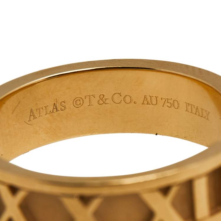 Pre Owned Tiffany & Co. Atlas 3 Diamonds 18K Rose Gold Band Ring Size 54