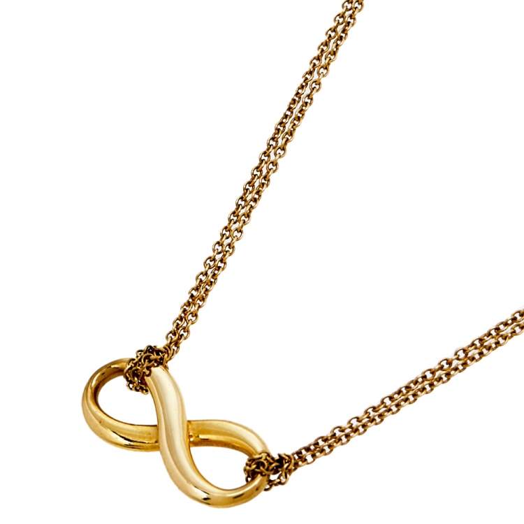 مملوكة مسبقًا Tiffany & Co. Infinity 18K Yellow Gold Double Chain Pendant Necklace