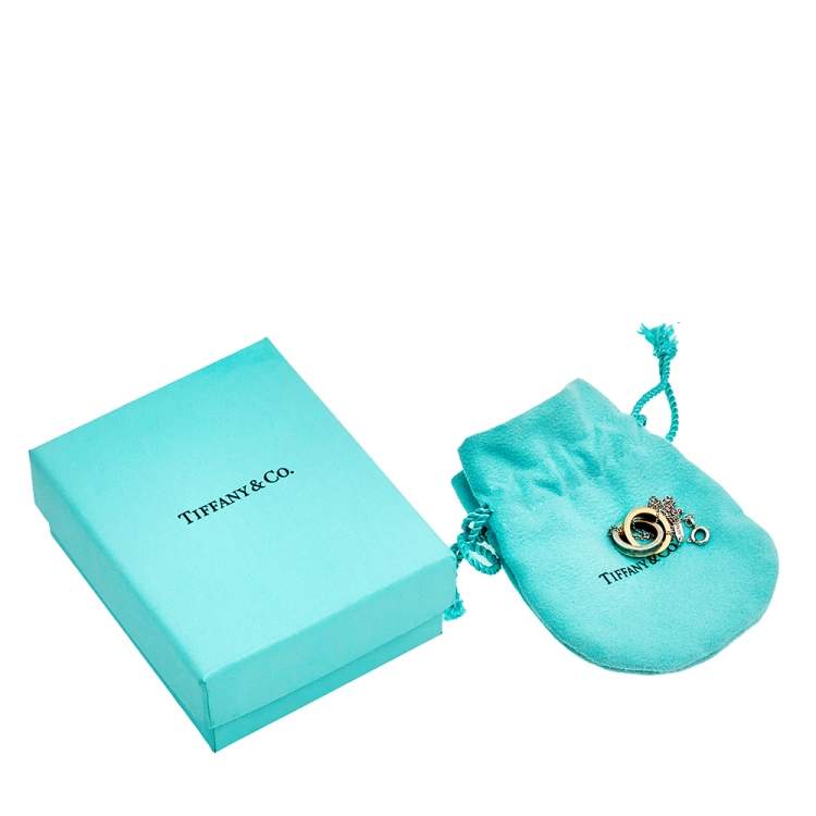 Pre Owned Tiffany & Co. Tiffany 1837 Interlocking Circles Silver & 18k Yellow Gold Pendant Necklace