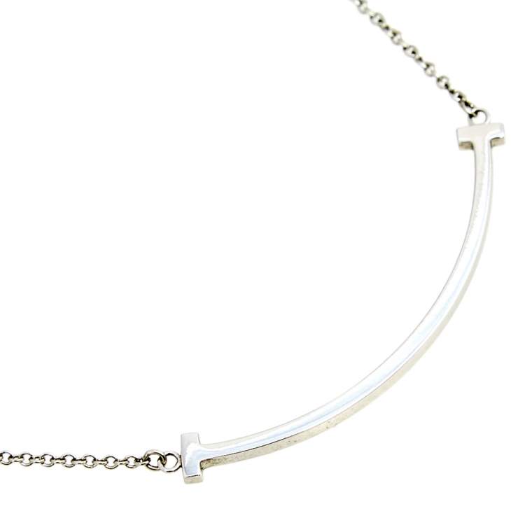Pre Owned Tiffany & Co. Tiffany T Smile 18k White Gold Pendant Necklace