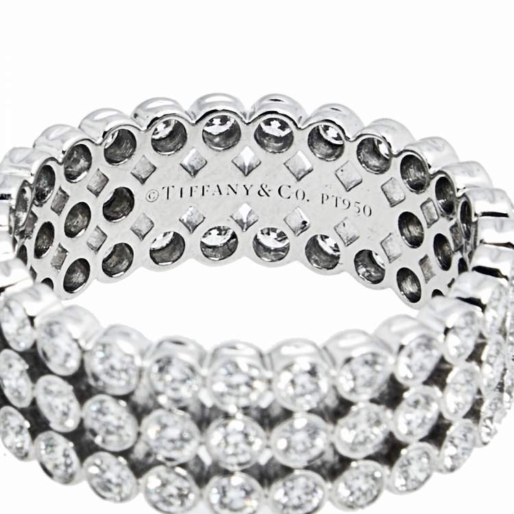 Pre Owned Tiffany & Co. Jazz Diamond Platinum Ring Size 54.5