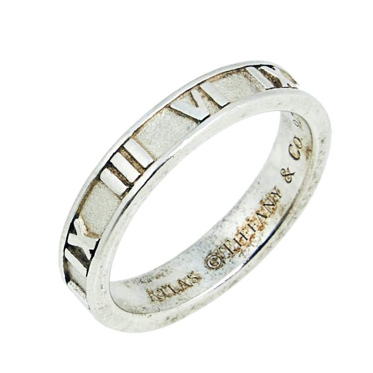 Pre Owned Tiffany & Co. Atlas Sterling Silver Band Ring Size 53