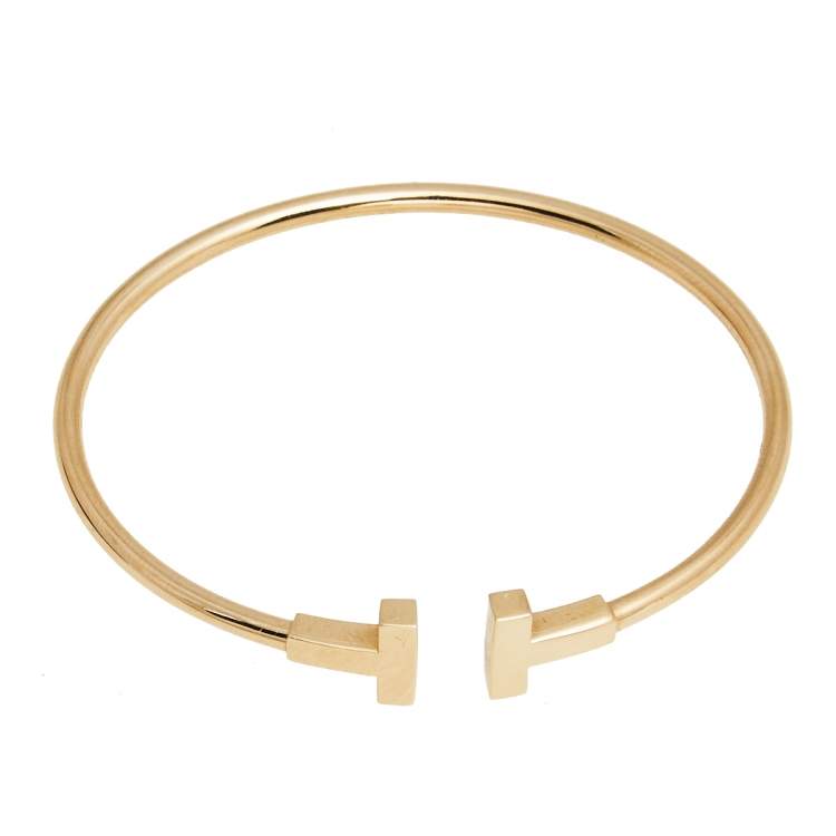 Pre Owned Tiffany & Co.  T Wire 18k Rose Gold Cuff Bracelet