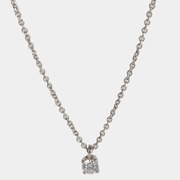 Pre Owned Tiffany & Co. Solitaire Platinum Diamond Necklace