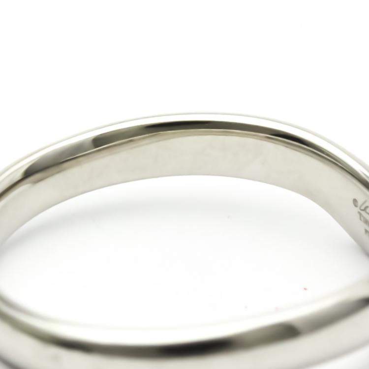 Pre Owned Tiffany & Co. Elsa Peretti Open Heart Platinum Diamond Ring EU 54.5