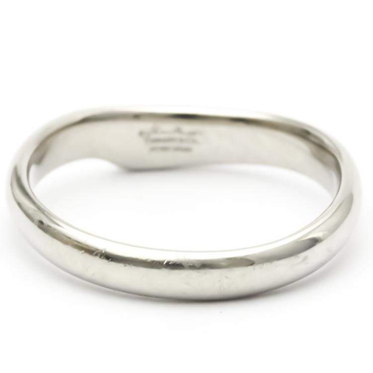 Pre Owned Tiffany & Co. Elsa Peretti Open Heart Platinum Diamond Ring EU 54.5