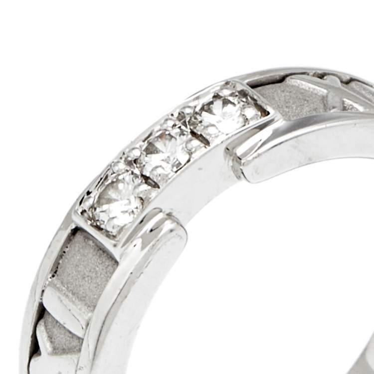 Pre Owned Tiffany & Co. Atlas Diamond 18k White Gold Band Ring Size 52