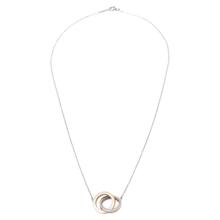 Pre Owned Tiffany & Co. Interlocking Loops 18k Rose Gold and Sterling Silver Necklace