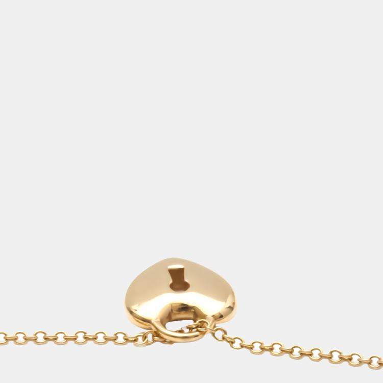 Pre Owned Tiffany Heart Lock Mini 18K Rose Gold Necklace 