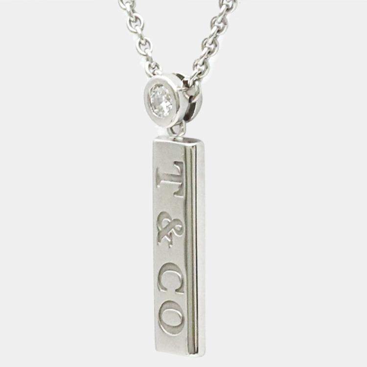 Pre Owned Tiffany & Co. Bar 18K White Gold Diamond Necklace