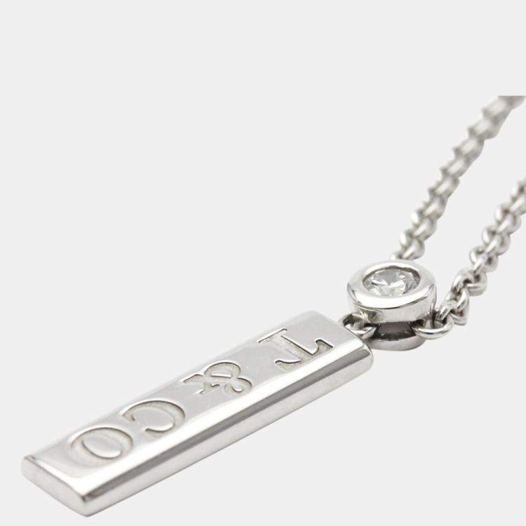 Pre Owned Tiffany & Co. Bar 18K White Gold Diamond Necklace