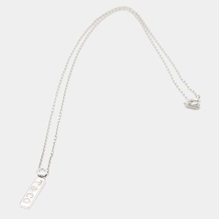 Pre Owned Tiffany & Co. Bar 18K White Gold Diamond Necklace