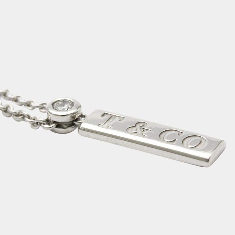 Pre Owned Tiffany & Co. Bar 18K White Gold Diamond Necklace