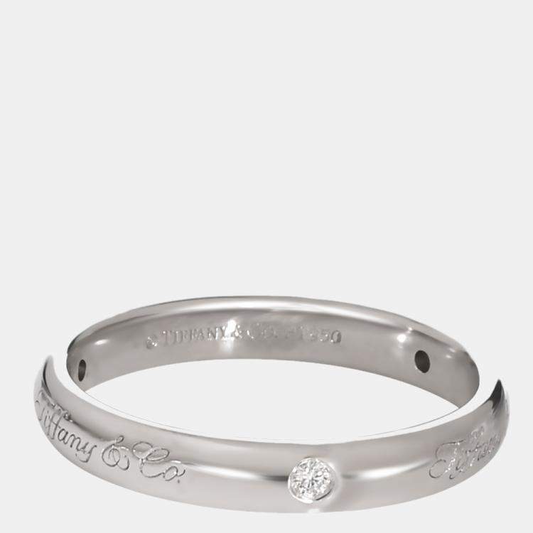 Pre Owned Tiffany & Co. Notes Band Platinum Diamond Ring EU 52.5