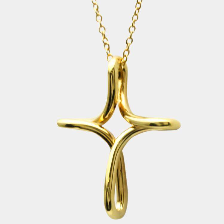 Pre Owned Tiffany & Co. Infinity Cross 18K Yellow Gold Necklace