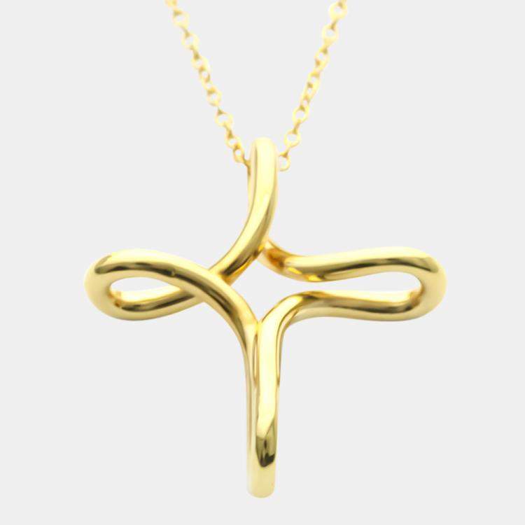Pre Owned Tiffany & Co. Infinity Cross 18K Yellow Gold Necklace