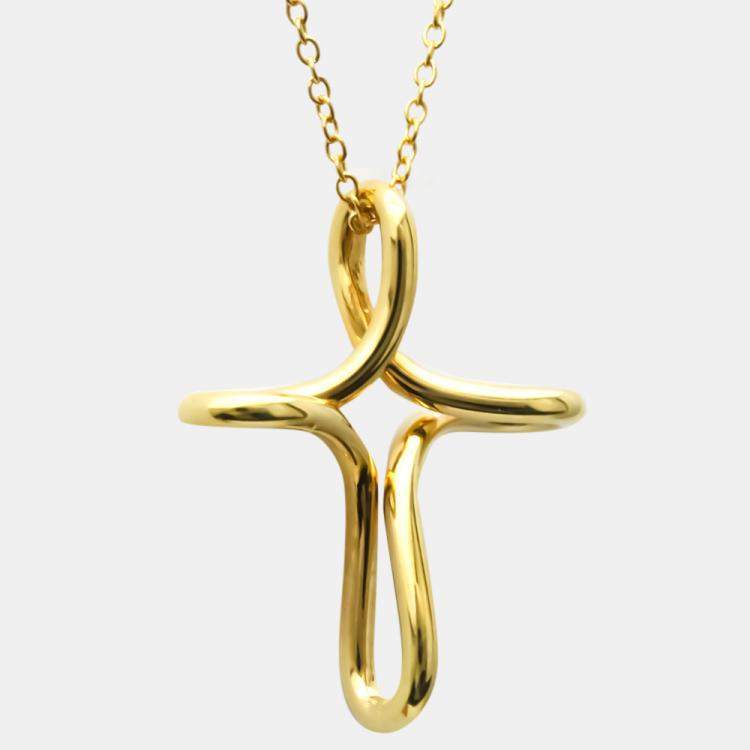 Pre Owned Tiffany & Co. Infinity Cross 18K Yellow Gold Necklace