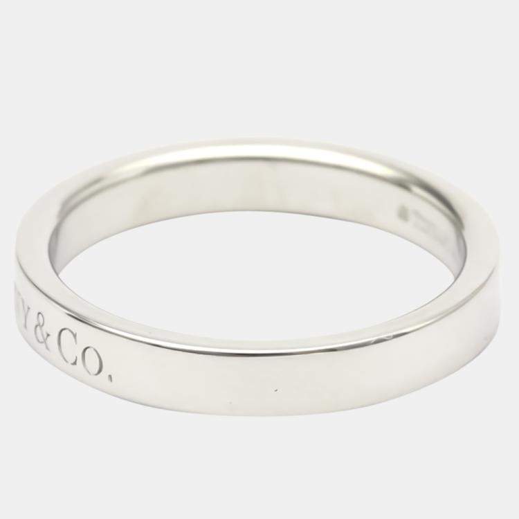 Pre Owned Tiffany & Co. Flat Band Platinum Ring EU 52