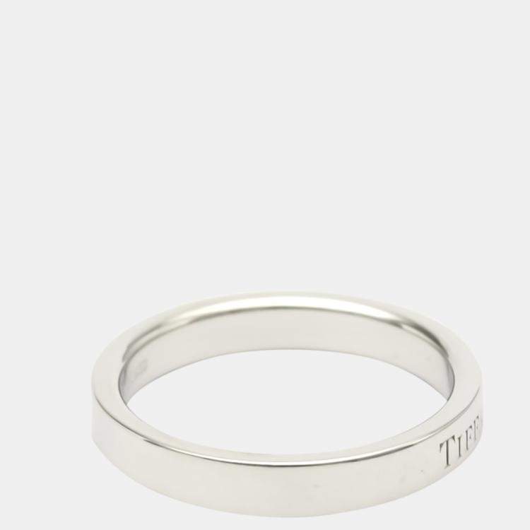 Pre Owned Tiffany & Co. Flat Band Platinum Ring EU 52