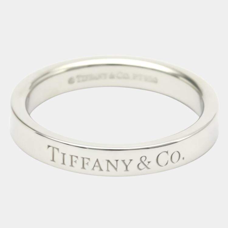 Pre Owned Tiffany & Co. Flat Band Platinum Ring EU 52