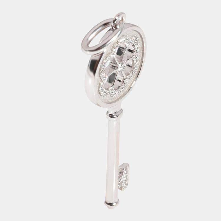 Pre Owned Tiffany & Co. Blossom Key 18K White Gold Diamond Charms and Pendants