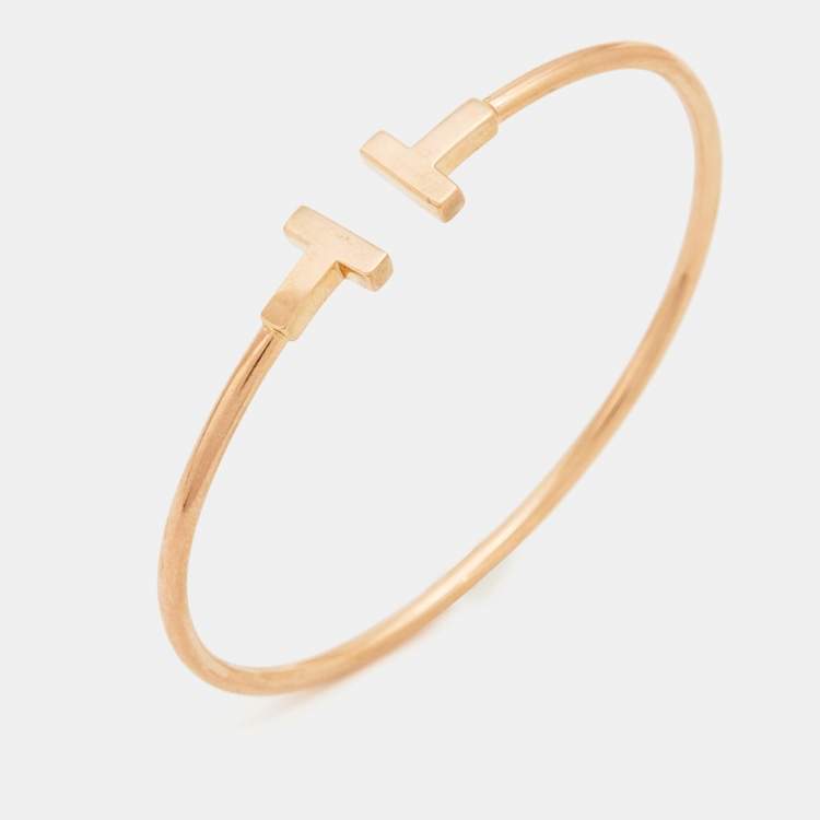 Pre Owned Tiffany & Co. Tiffany T Wire 18k Rose Gold Bracelet