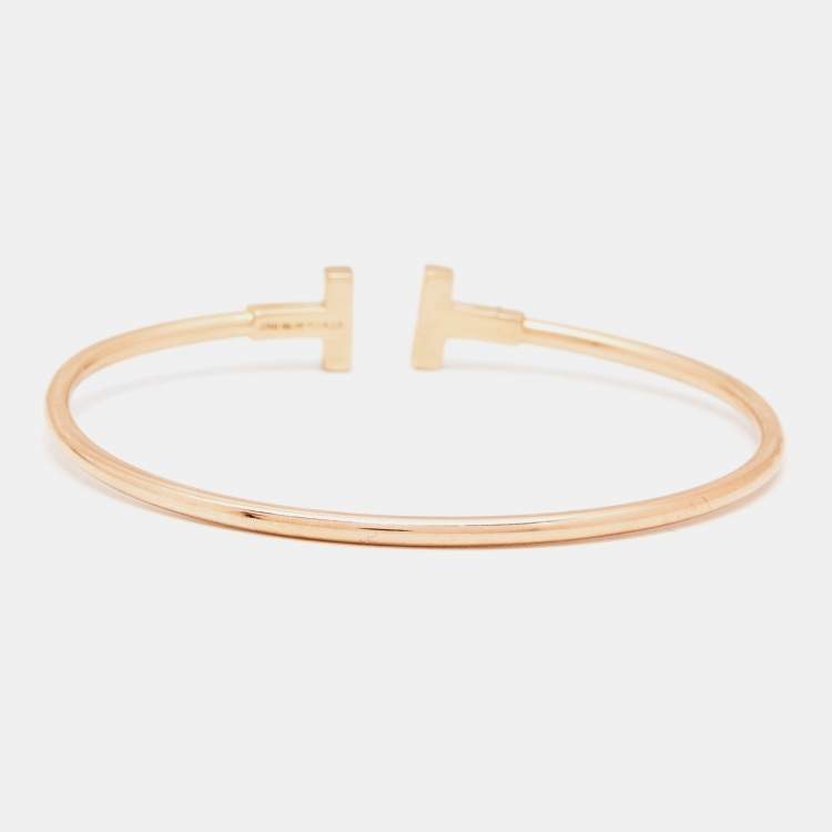 Pre Owned Tiffany & Co. Tiffany T Wire 18k Rose Gold Bracelet