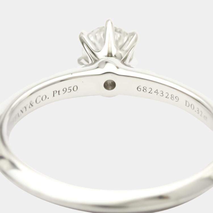 Pre Owned Tiffany & Co. Solitaire Wedding Platinum Diamond Ring EU 52