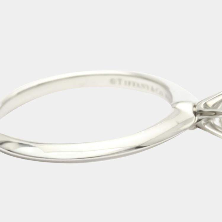 Pre Owned Tiffany & Co. Solitaire Wedding Platinum Diamond Ring EU 52
