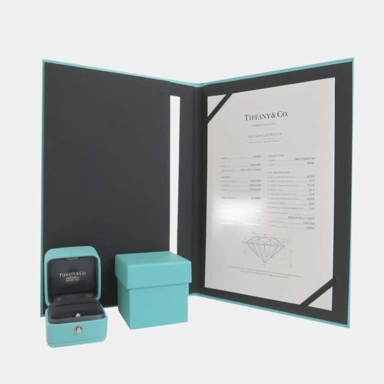 Pre Owned Tiffany & Co. Solitaire Wedding Platinum Diamond Ring EU 52