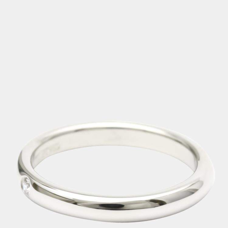 Pre Owned Tiffany & Co. Elsa Peretti Band Platinum Diamond Ring EU 52