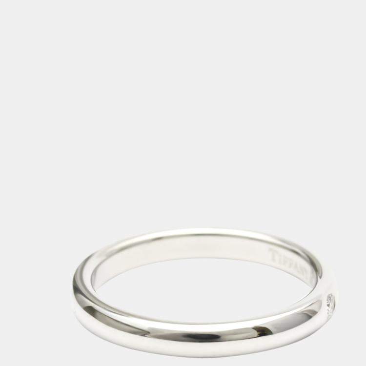 Pre Owned Tiffany & Co. Elsa Peretti Band Platinum Diamond Ring EU 52