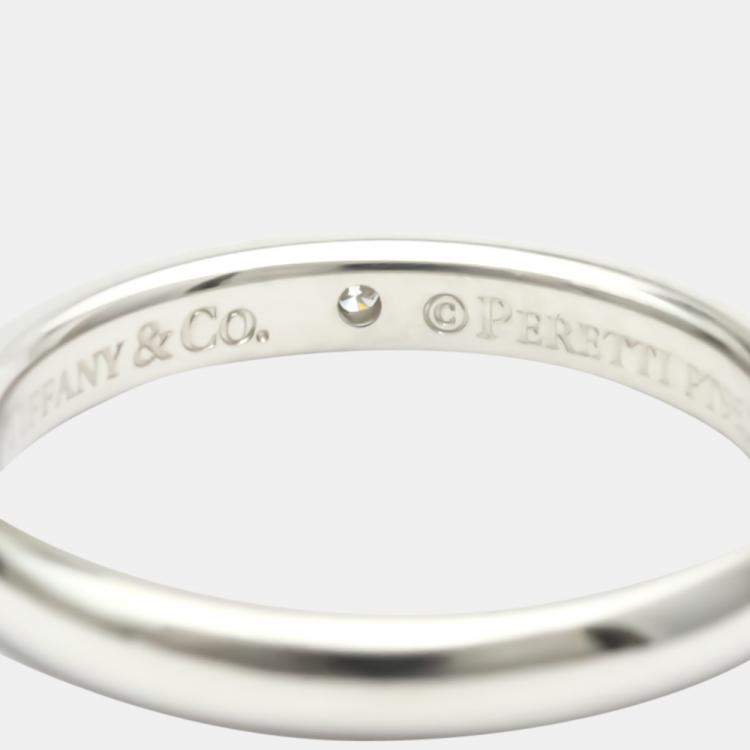 Pre Owned Tiffany & Co. Elsa Peretti Band Platinum Diamond Ring EU 52