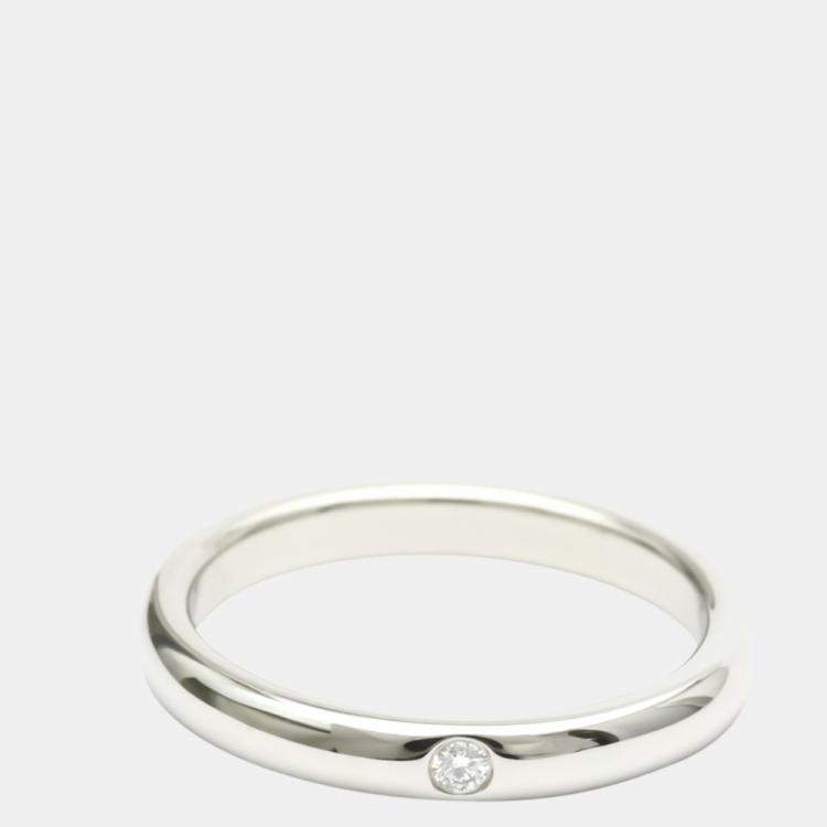 Pre Owned Tiffany & Co. Elsa Peretti Band Platinum Diamond Ring EU 52