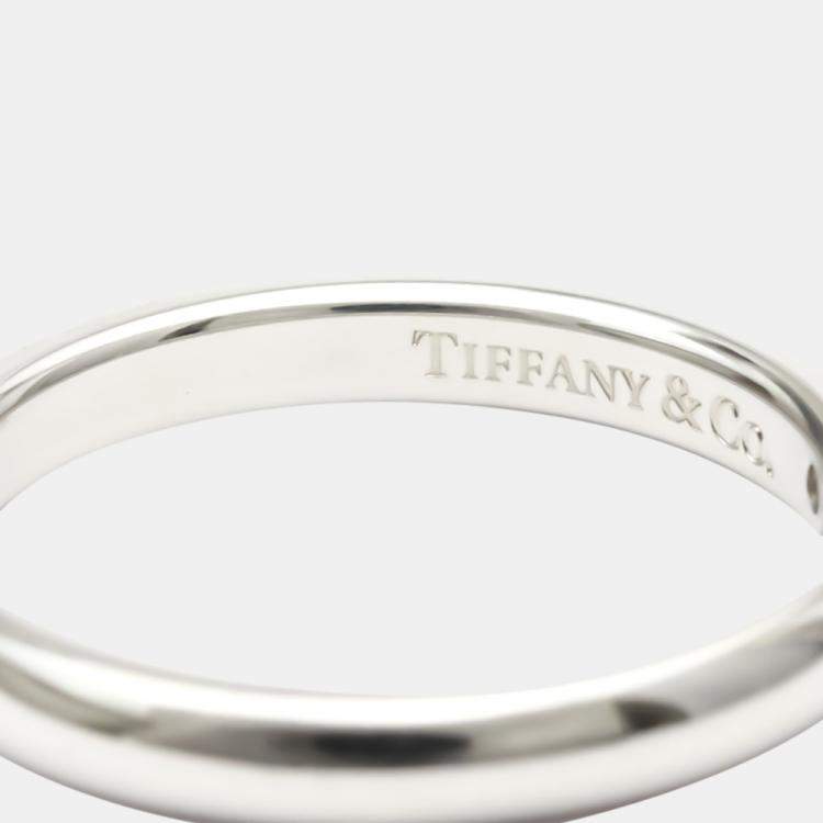 Pre Owned Tiffany & Co. Elsa Peretti Band Platinum Diamond Ring EU 52