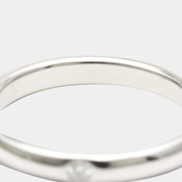 Pre Owned Tiffany & Co. Elsa Peretti Band Platinum Diamond Ring EU 52