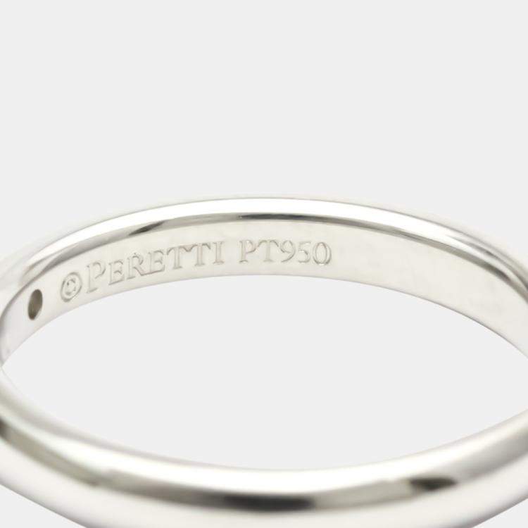 Pre Owned Tiffany & Co. Elsa Peretti Band Platinum Diamond Ring EU 52