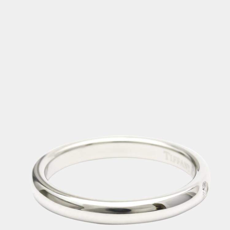 Pre Owned Tiffany & Co. Elsa Peretti Band Platinum Diamond Ring EU 52