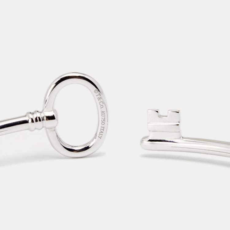 Pre Owned Tiffany & Co. Tiffany Keys 18K White Gold Wire Open Cuff Bracelet