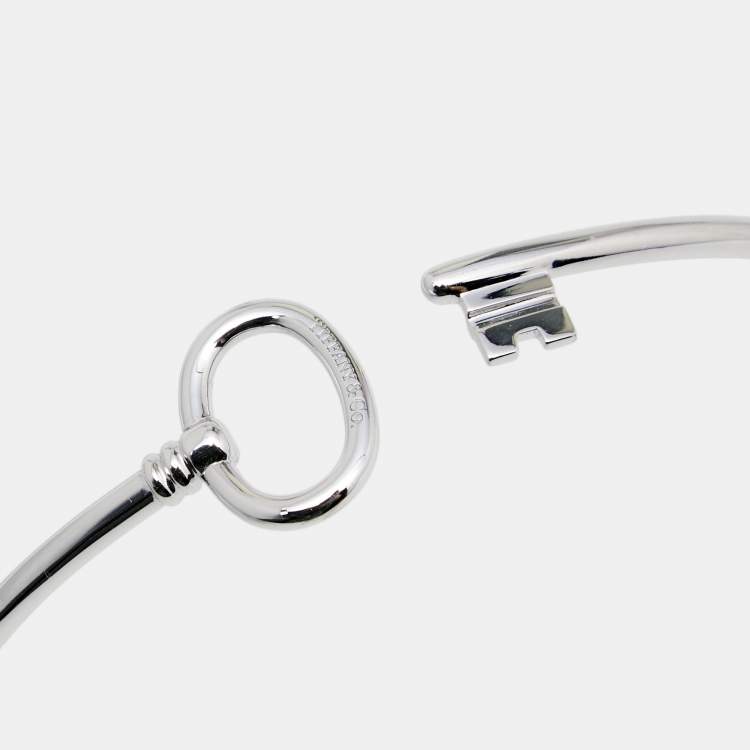 Pre Owned Tiffany & Co. Tiffany Keys 18K White Gold Wire Open Cuff Bracelet