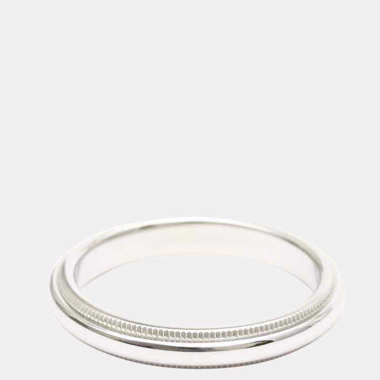 Pre Owned Tiffany & Co. Tiffany Classic Milgrain Wedding Band Platinum Ring EU 54.5