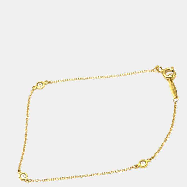 Pre Owned Tiffany & Co. Else Peretti Diamond By The Yard 18K Yellow Gold Diamond Bracelet 6.5