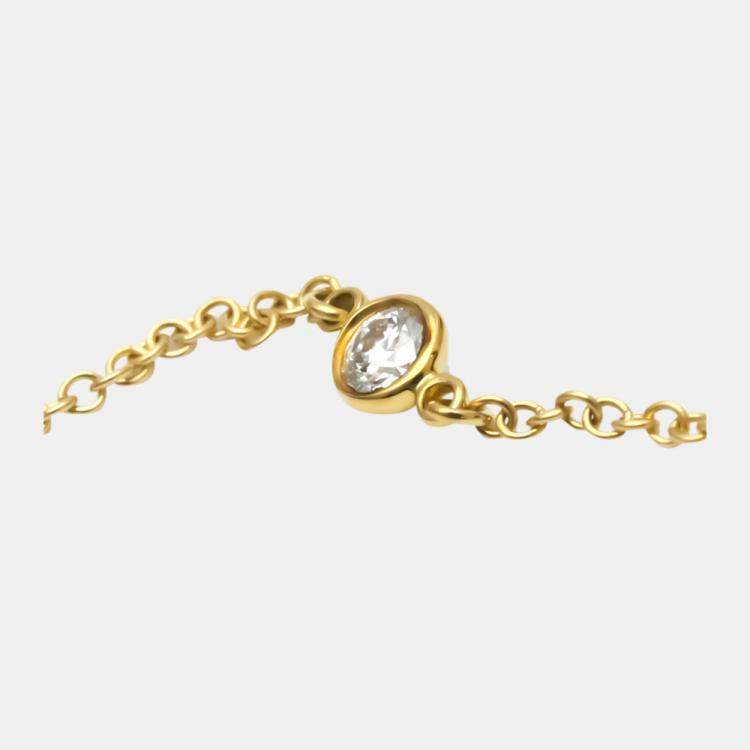 Pre Owned Tiffany & Co. Else Peretti Diamond By The Yard 18K Yellow Gold Diamond Bracelet 6.5