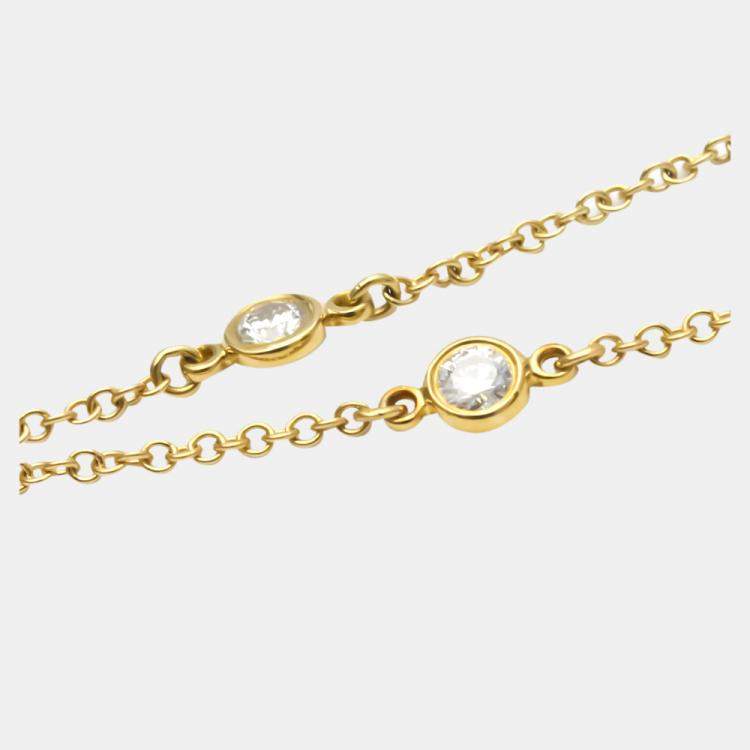 Pre Owned Tiffany & Co. Else Peretti Diamond By The Yard 18K Yellow Gold Diamond Bracelet 6.5