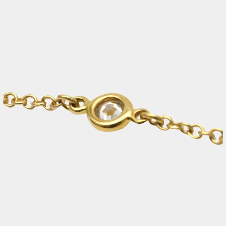 Pre Owned Tiffany & Co. Else Peretti Diamond By The Yard 18K Yellow Gold Diamond Bracelet 6.5