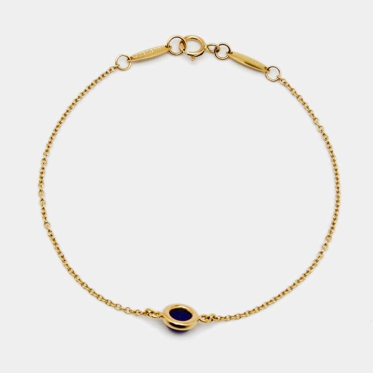 Pre Owned Tiffany & Co. Color by the Yard Lapis Lazuli 18k Yellow Gold Bracelet